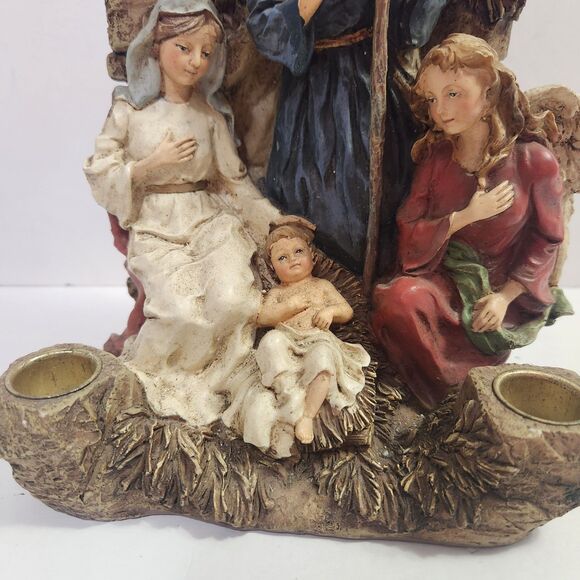 Nativity 5 Candle Holder Christmas Centerpiece Decor Manger Scene Resin - Picture 9 of 9